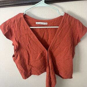 Abercrombie & Fitch Women's Terracotta Tie-Front Blouse